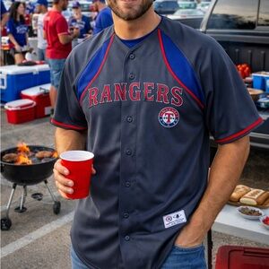 Texas Rangers MLB Gray Jersey True Fan Men’s Medium Game Day